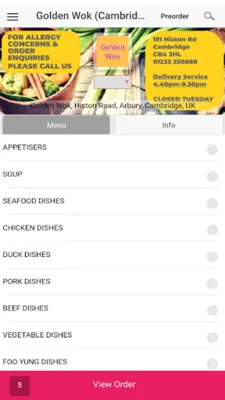 Golden Wok android App screenshot 1